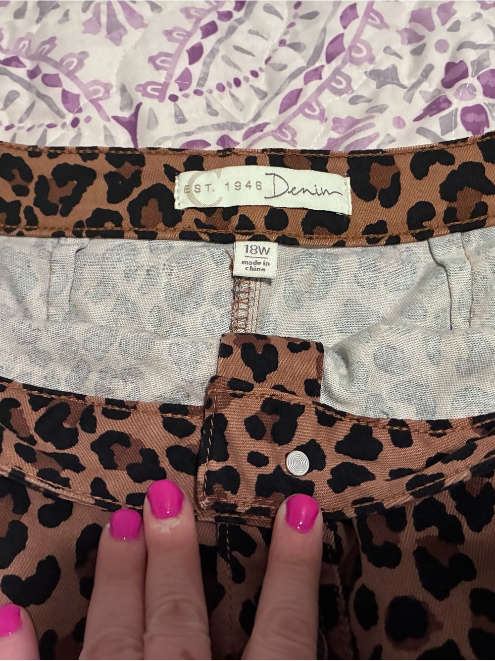 Leopard Print Jean Shorts - Brown/Black